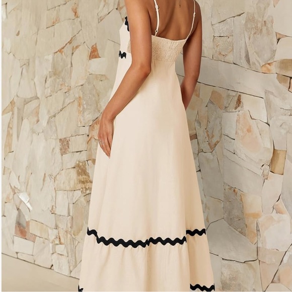 NWT Spaghetti Strap Backless Sundress Flowy Smocked Lace Swing A Line Midi Dress - Picture 5 of 7